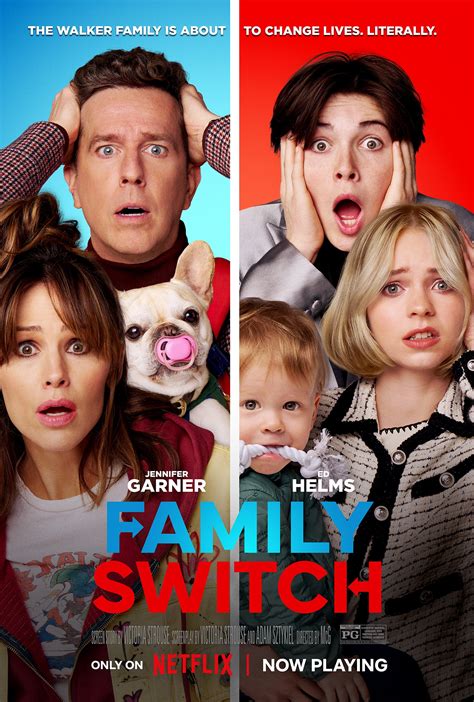 Movie poster for Family Switch, feating family members switched into each other's bodies after a Christmas carnival.