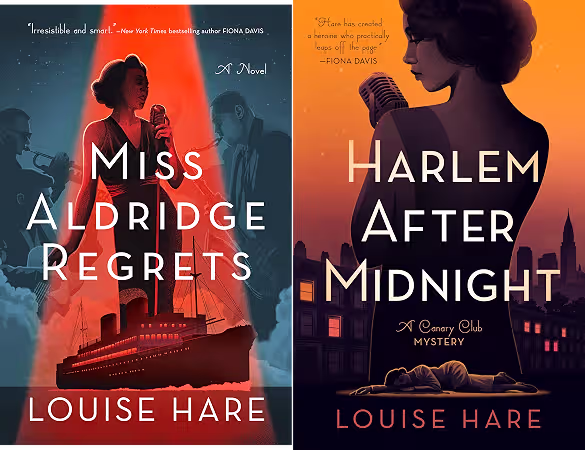 Two books in the Canary Blue Mystery Series: Miss Aldridge Regrets and Harlem After Midnight