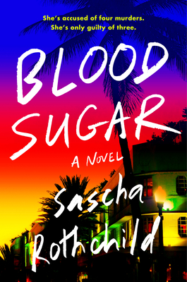 Cover of Blood Sugar: a house and a palm tree on a neon background.