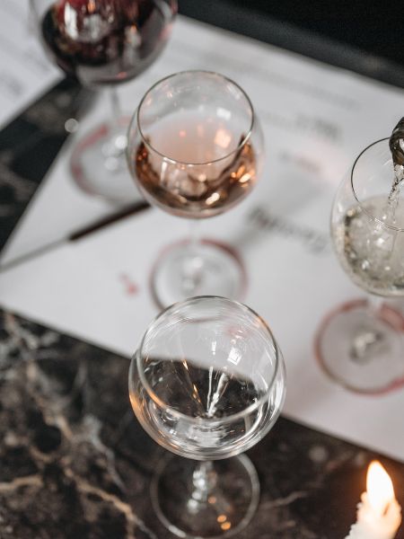 Wine glazed on a table