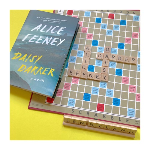 Spoiler Review for Daisy Darker. Photo of a Scrabble board spelling out Daisy Darker and Alice Feeney