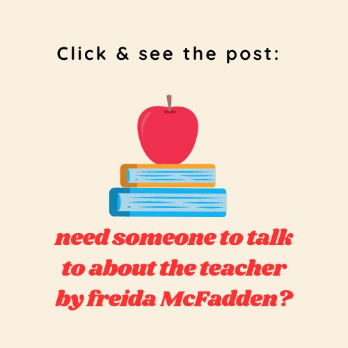 Discussion Post for The Teacher by Freida McFadden. Graphic shows a red apple on a stack of two books