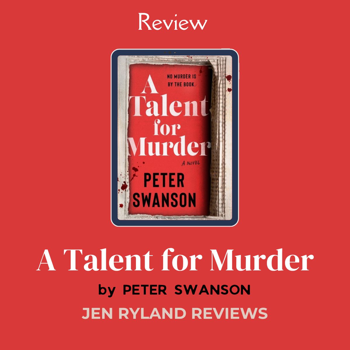 Graphic for A Talent for Murder Review + Spoilers and the Ending Explained. The book on a red background.