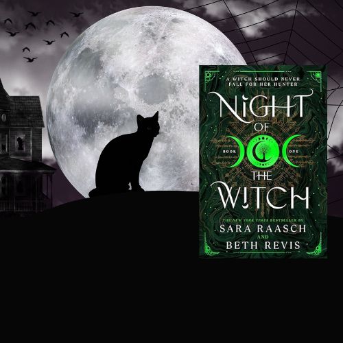 Cover of Night o the Witch Hunter on a background of a moon and black cat