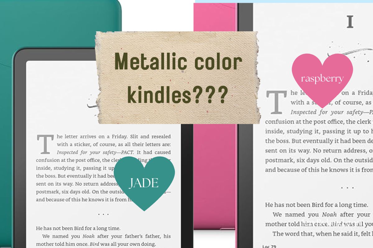Photo of new jade and raspberry kindles