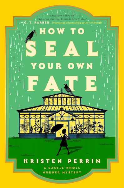 The cover of How to Seal Your Own Fate which is an illustration of a person with an umbrella walking in front of a greenhouse