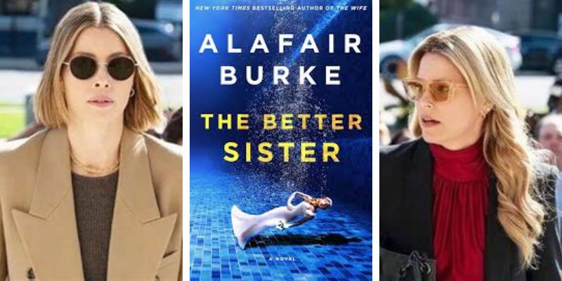 Photo collage of the cover of The Better Sister with cast photos of Jessica Biel and Elizabeth