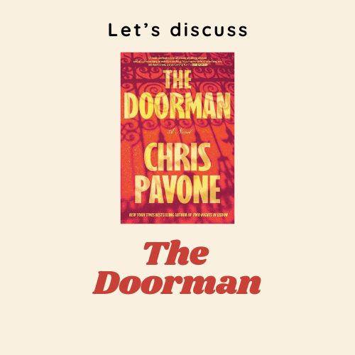 Red books with yellow letters: The Doorman