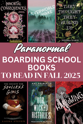 Photo collage of six paranormal boarding school books