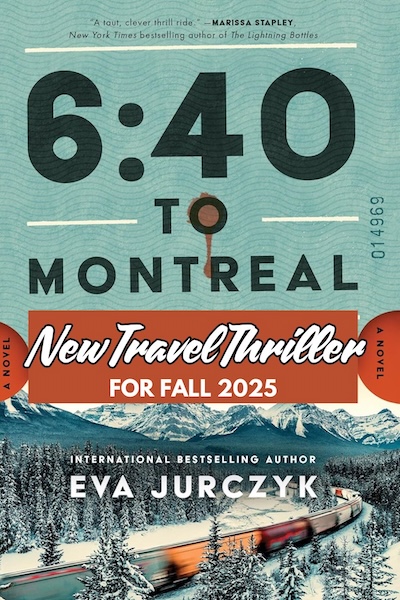 Cover of The 640 yo Montreal which shows a train winding around snow capped mountains