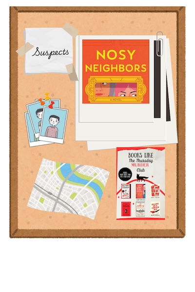 Bulletin Board with Nosy Neighbors Cover on it