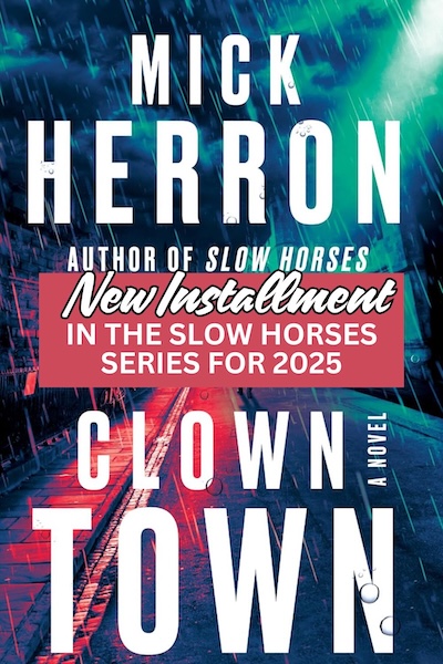 COVER OF CLOWN TOWN which shows a rainy evening scene