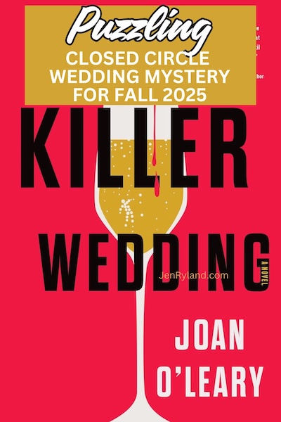 Cover of A Killer Wedding: an illustration of a glass of champagne on a red background