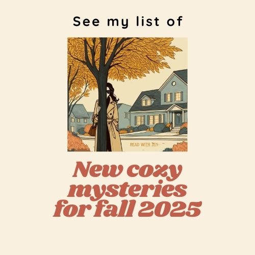 New Cozy Fall Mysteries for Fall 2025: a woman peeking out from besides a tree.
