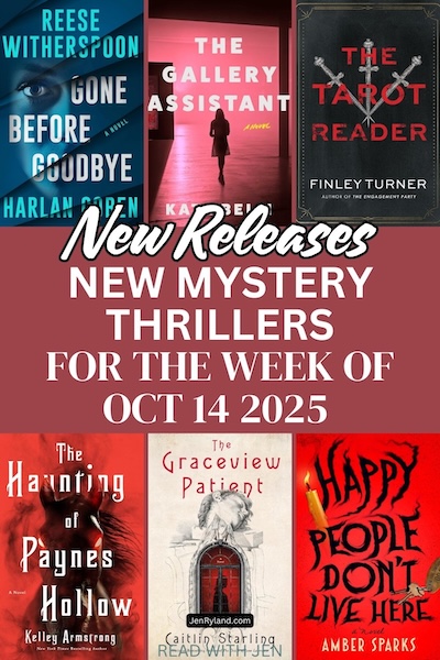 Photo collage of new mystery and thriller releases for October 14 2025