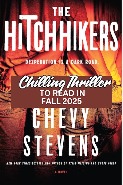 The cover of The Hitchhiker by Chevy Stevens which shows a couple in jeans from the back. The photo has a retro feel