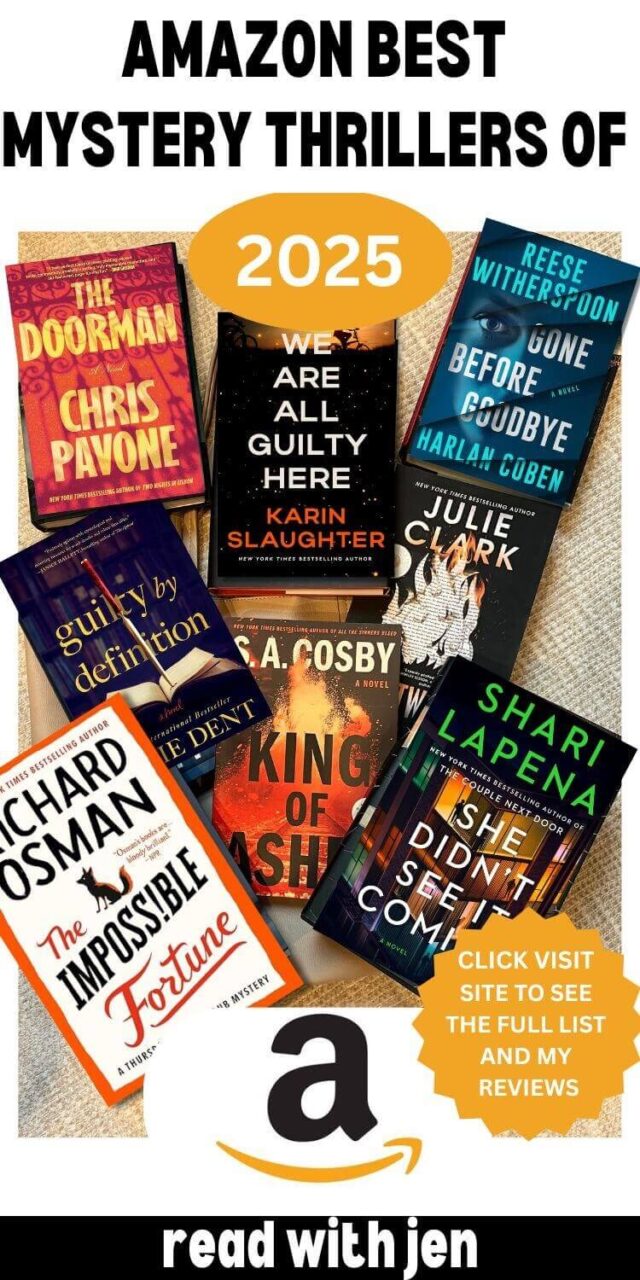 Photo collage of Amazon's Top Mystery and Thriller Books of 2025