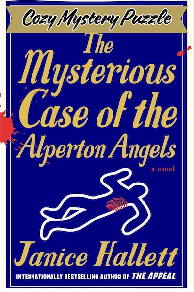 Cover of The Mysterious Case of The Alperton Angels: blue background with the outline of a body