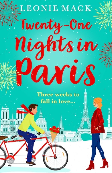 Cover of Twenty One Nights in Paris which shows a guy on a bike headed toward a girl