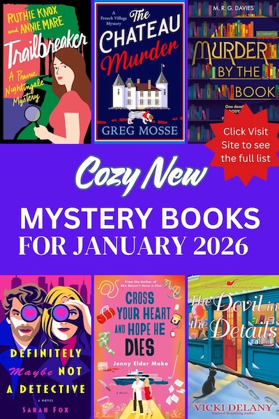 Photo Collage of New Cozy Mystery Books in January 2026