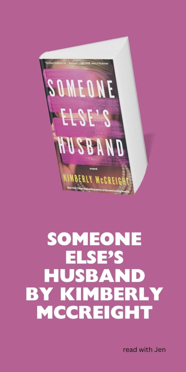 The cover of Someone Else's Husband on a pink background. 