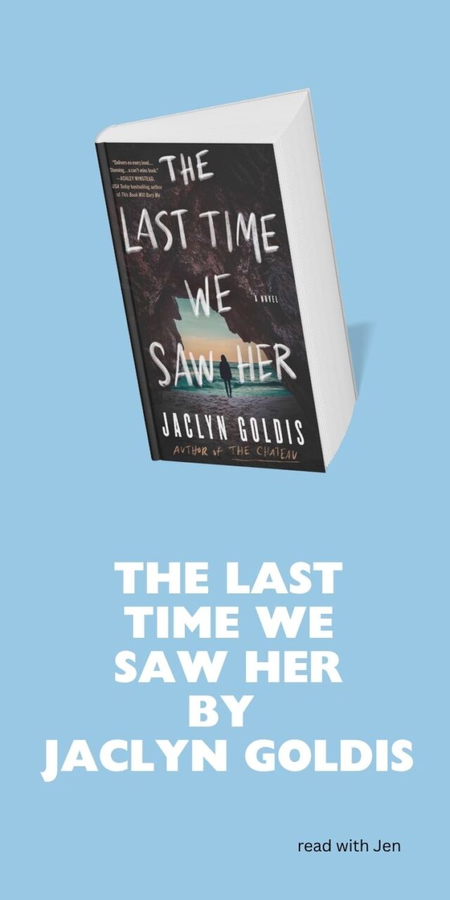 Cover of The Last Time We Saw Her, which pictures a cave with blue sky and ocean outside