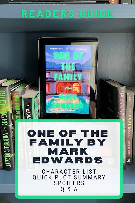 A copy of One of the Family on a shelf next to other green books