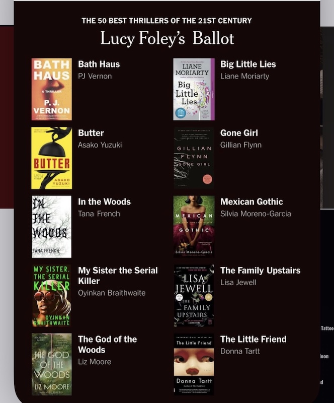 Lucy Foley's vote for the top thrillers of the 21st Century