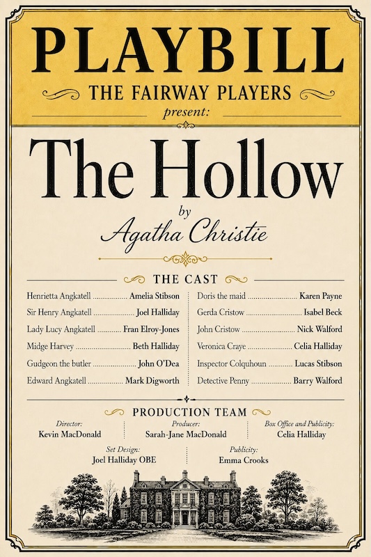 Playbill for The Hollow as produced by the Fairway Players