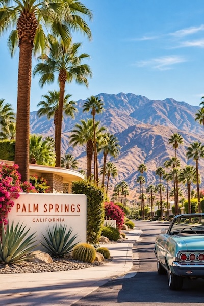 Scene of a gated community in Palm Springs