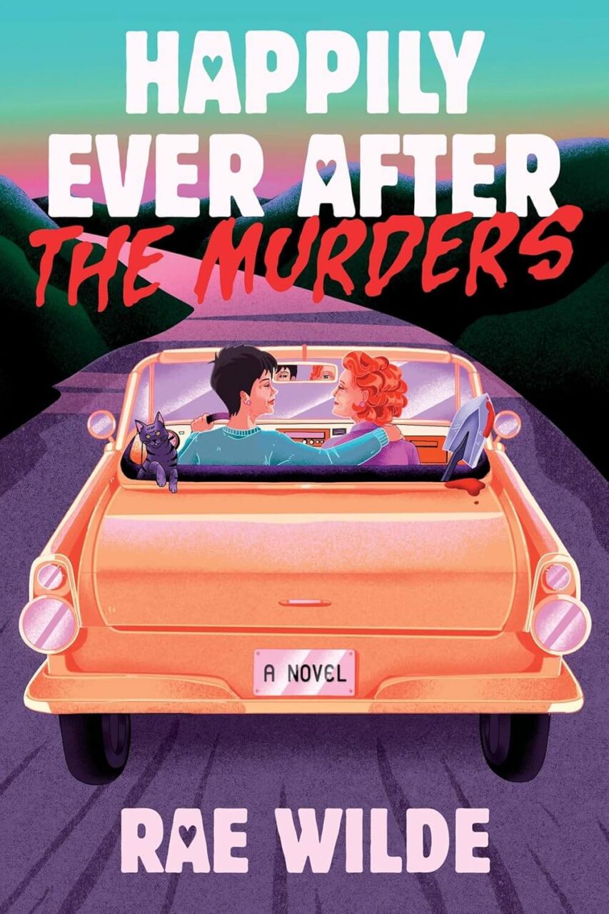 The cover of Happily Ever After which shows an illustration of two women driving a convertible